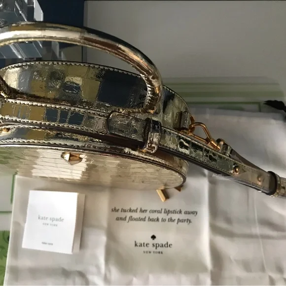 BNWT Kate Spade Andi metallic croc embossed leather bag - Picture 8 of 14